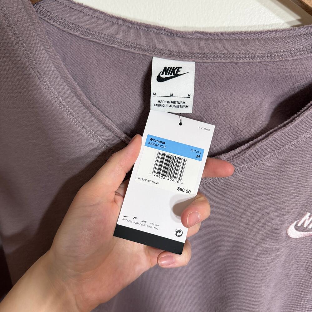 NWT Nike Mauve Club Fleece Oversized V Neck Sweatshirt - Picture 3 of 5